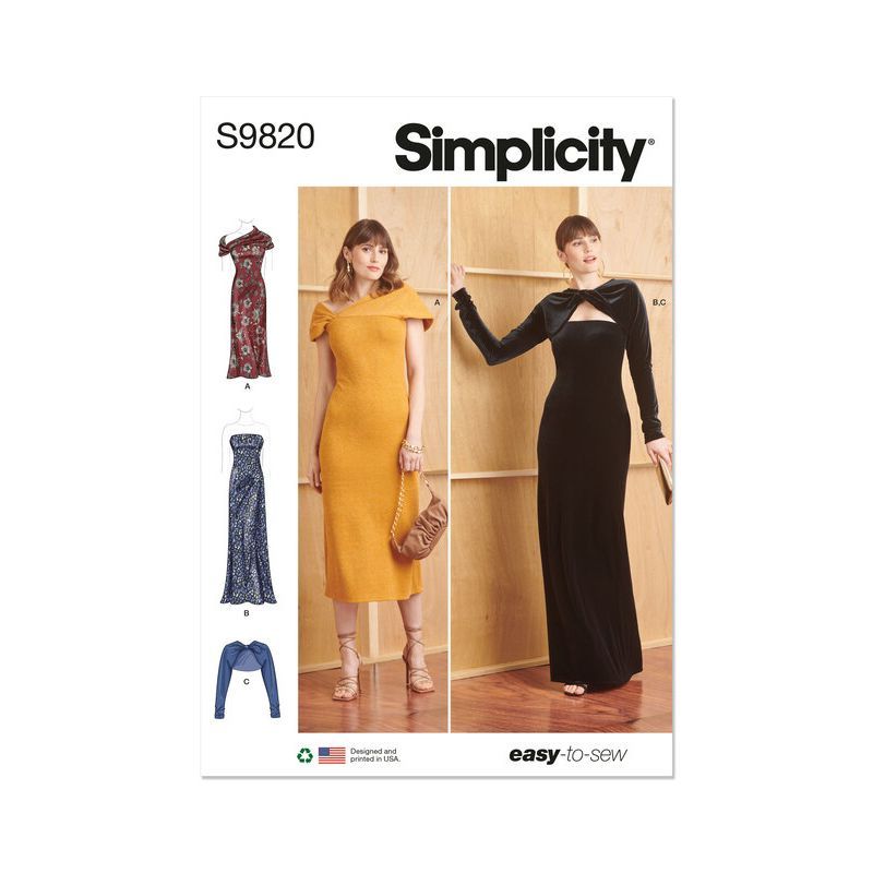 Patron Simplicity 9820.Y5 (46-54) - Robes en maille avec boléro