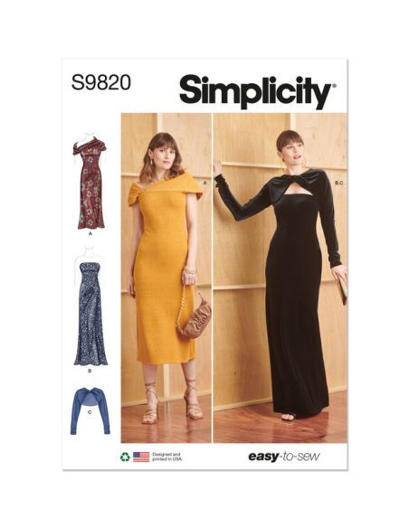 Patron Simplicity 9820.Y5 (46-54) - Robes en maille avec boléro