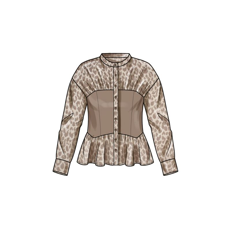 Patron Simplicity 9821.U5 (44-52) - Blouse pour femmes avec variations de col, manches et ourlet