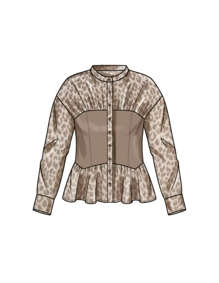Patron Simplicity 9821.U5 (44-52) - Blouse pour femmes avec variations de col, manches et ourlet