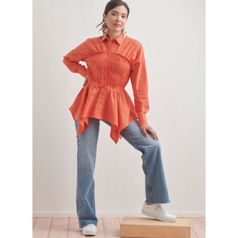 Patron Simplicity 9821.U5 (44-52) - Blouse pour femmes avec variations de col, manches et ourlet