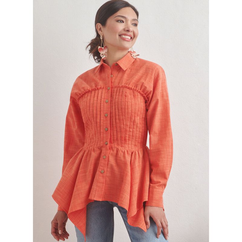Patron Simplicity 9821.U5 (44-52) - Blouse pour femmes avec variations de col, manches et ourlet