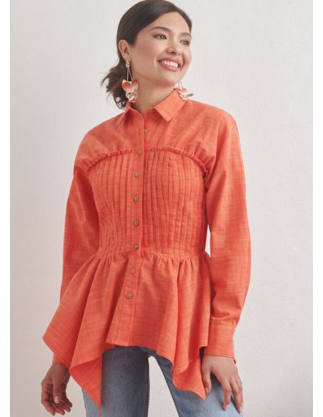 Patron Simplicity 9821.U5 (44-52) - Blouse pour femmes avec variations de col, manches et ourlet