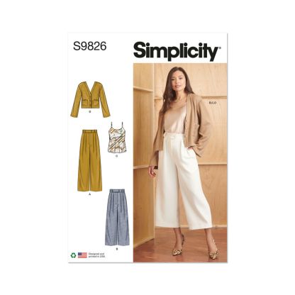 Patron Simplicity 9826.P5 (40-48) - Pantalon en deux longueurs, caraco et cardigan