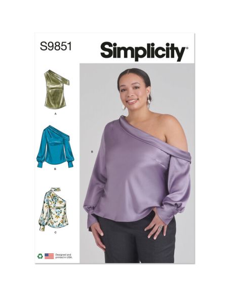 Patron Simplicity 9851.W2 (48-56) - Hauts pour femmes avec variations de manches