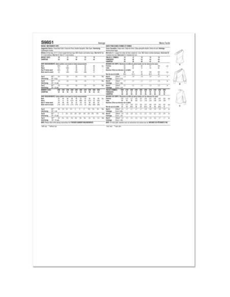 Patron Simplicity 9851.W2 (48-56) - Hauts pour femmes avec variations de manches