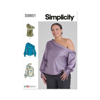 Patron Simplicity 9851.W3 (56-66) - Hauts pour femmes avec variations de manches