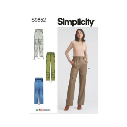 Patron Simplicity 9852.Y5 (46-54) - Pantalon cargo pour femmes avec ceinture