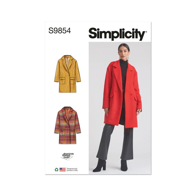 Patron Simplicity 9854.K5 (36-44) - Manteau doublé pour femmes