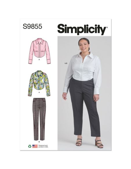 Patron Simplicity 9855.W3 (58-66) - Haut corseté et pantalon ajusté pour femmes