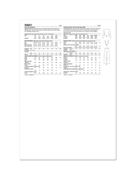 Patron Simplicity 9857.A - Loungewear en maille pour femmes