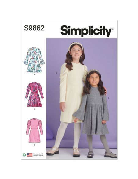 Patron Simplicity 9862.K5 (7-14) - Robes en maille pour enfants et filles