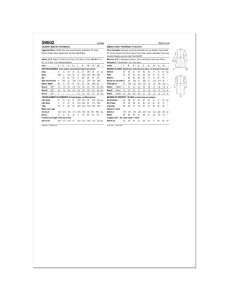Patron Simplicity 9862.K5 (7-14) - Robes en maille pour enfants et filles