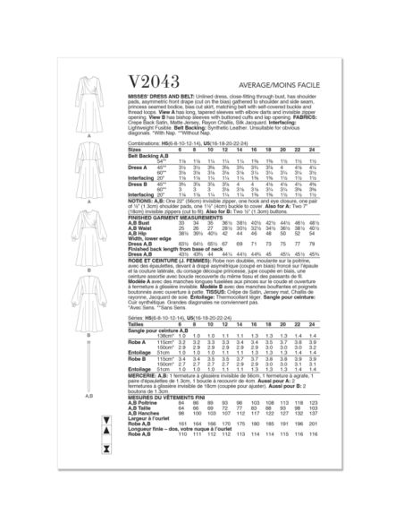 Patron Vogue 2043 U5 (44-52) - Robe drapée avec ceinture