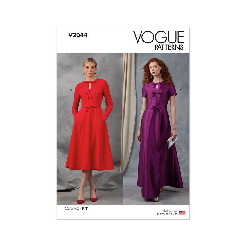 Patron Vogue 2044 Y5 (46-54) - Robe Fit-and-Flare avec Variations de Manches
