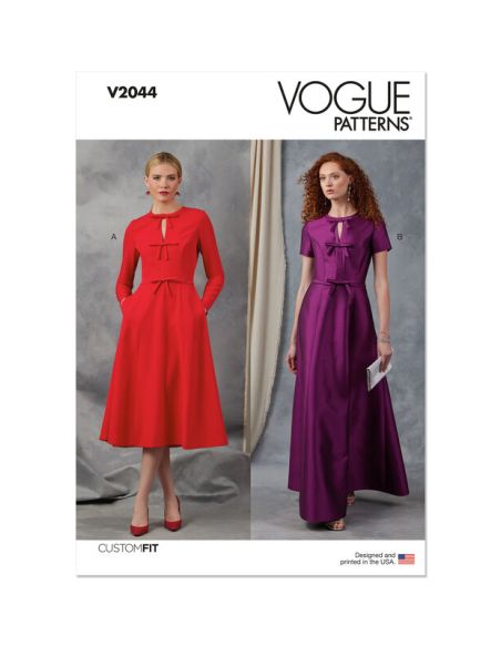 Patron Vogue 2044 Y5 (46-54) - Robe Fit-and-Flare avec Variations de Manches