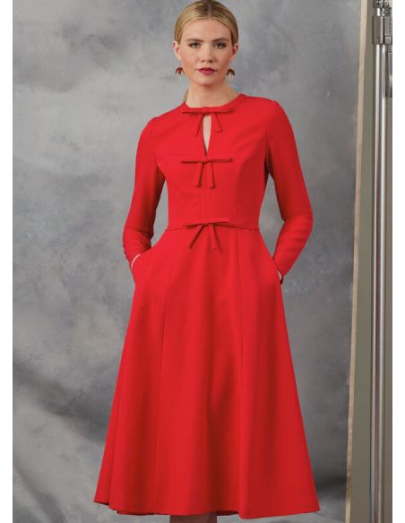 Patron Vogue 2044 Y5 (46-54) - Robe Fit-and-Flare avec Variations de Manches