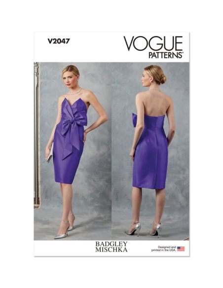 Patron Vogue 2047 Y5 (46-54) - Robe de soirée avec bustier drapé