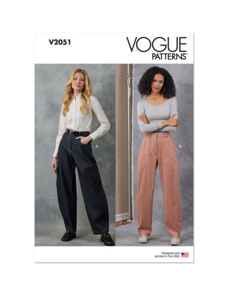 Patron Vogue 2051 U5 (44-52) - Pantalon taille haute à jambes larges avec poches