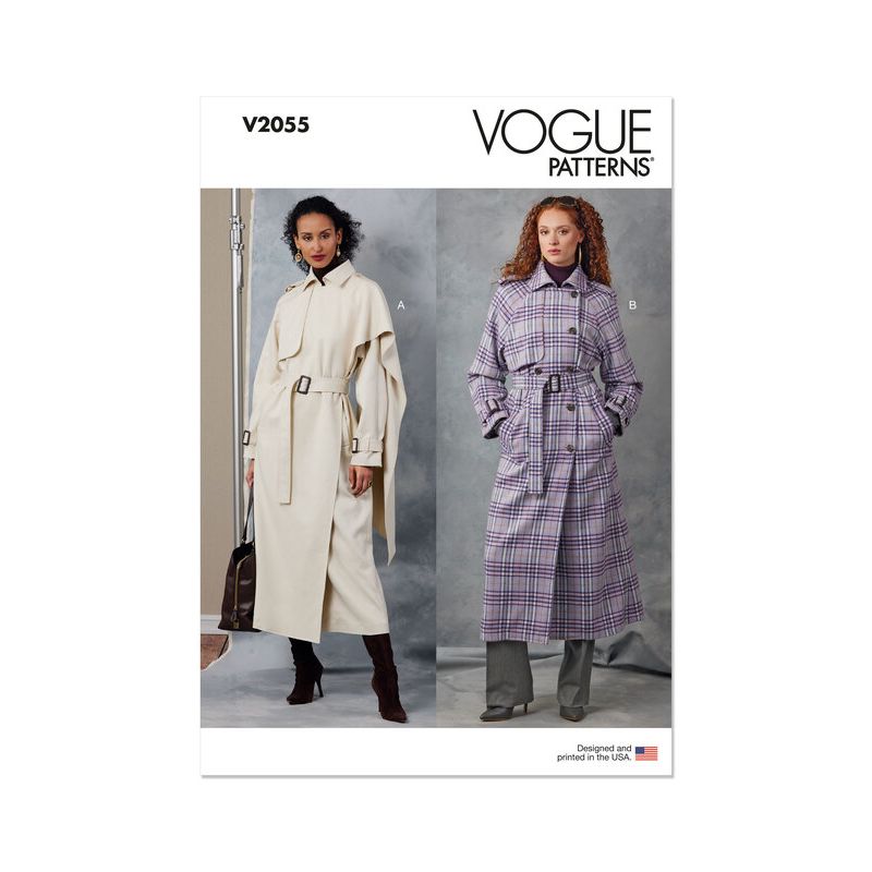Patron Vogue 2055 Y5 (46-54) - Trench-coat avec ceinture et épaulettes