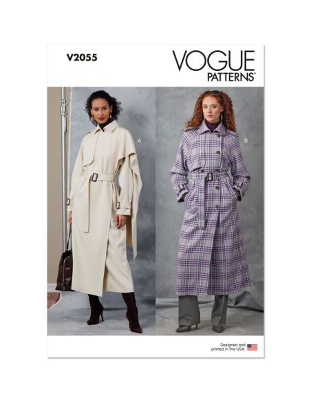 Patron Vogue 2055 Y5 (46-54) - Trench-coat avec ceinture et épaulettes