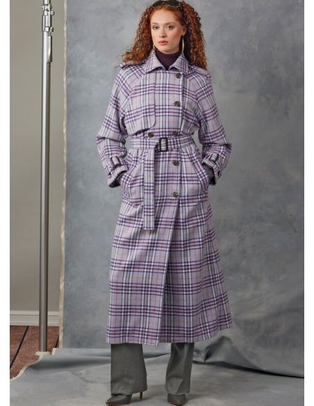 Patron Vogue 2055 Y5 (46-54) - Trench-coat avec ceinture et épaulettes