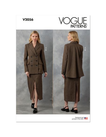 Patron Vogue 2056 Y5 (46-54) - Ensemble veste doublée et jupe fuselée