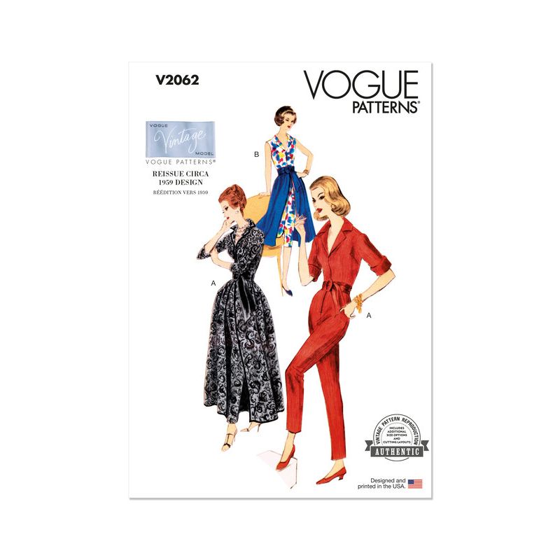 Patron Vogue 2062 Y5 (46-54) - Ensemble vintage slack et jupe