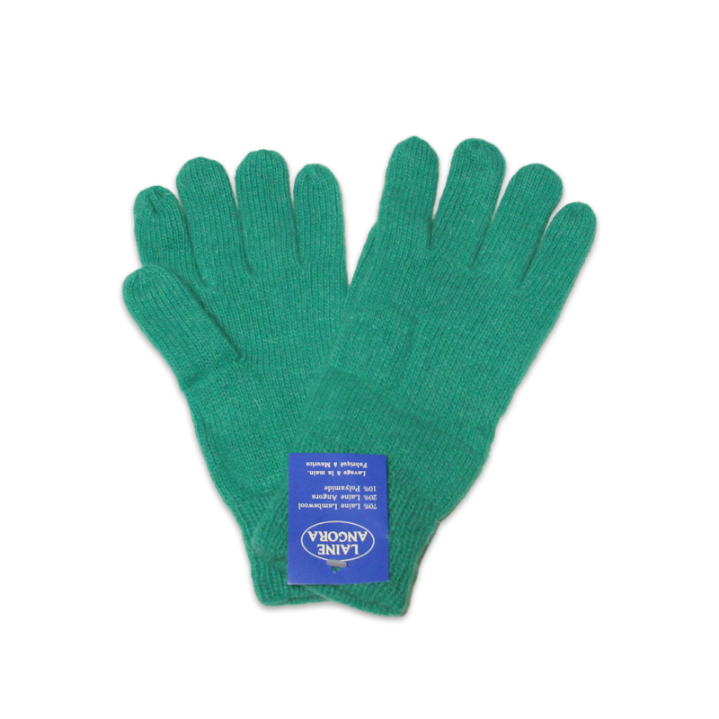 Gants laine & Angora - Vert émeraude (Taille S)