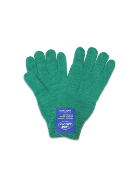 Gants laine & Angora - Vert émeraude (Taille S)