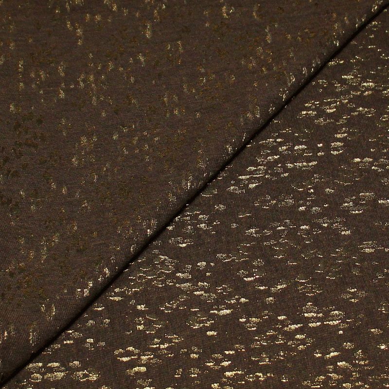 Tissu broché - Pois doré fond marron