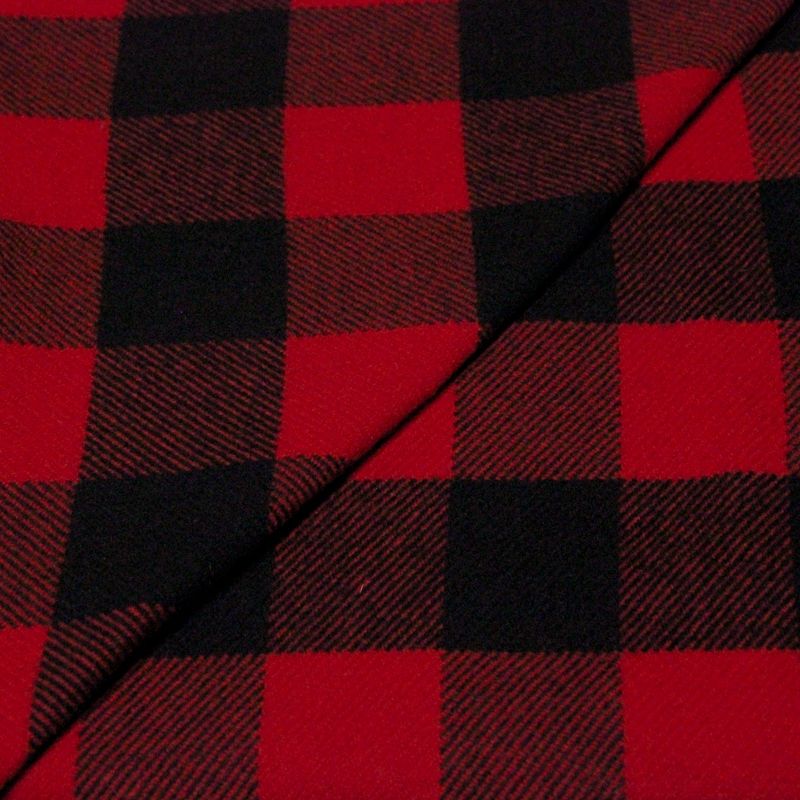 Sergé de laine à carreaux - Rouge & noir