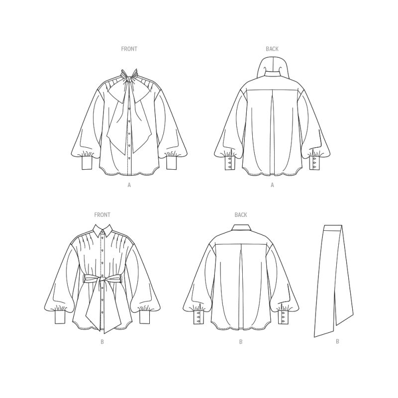 Patron Vogue 2068 Y5 (46-54) - Hauts pour femme avec ceinture