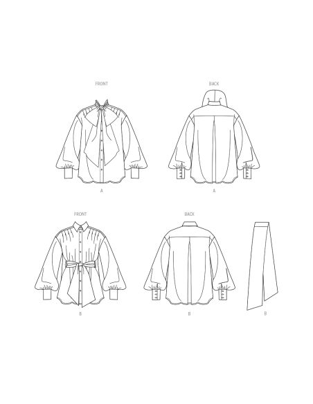 Patron Vogue 2068 Y5 (46-54) - Hauts pour femme avec ceinture