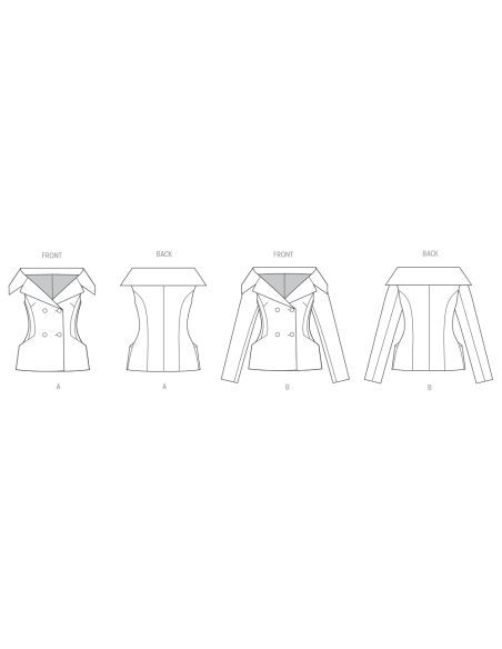 Patron Vogue 2073 Y5 (46-54) - Veste pour femme avec variations de manches