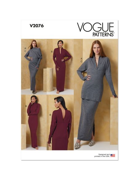 Patron Vogue 2076 B5 (36-44) - Robe et haut en maille pour femme