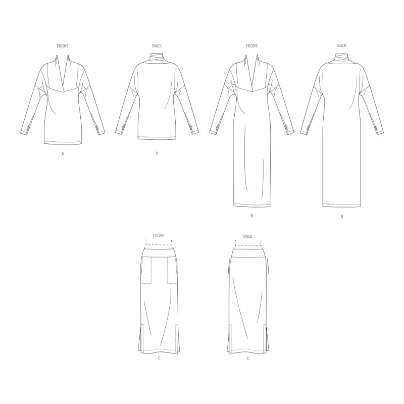Patron Vogue 2076 B5 (36-44) - Robe et haut en maille pour femme