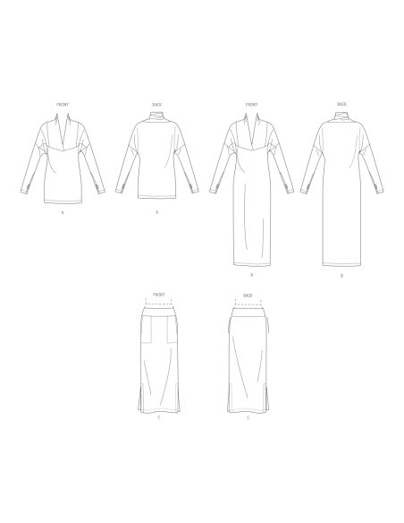 Patron Vogue 2076 B5 (36-44) - Robe et haut en maille pour femme