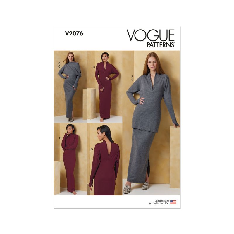 Patron Vogue 2076 Y5 (46-54) - Robe et haut en maille pour femme