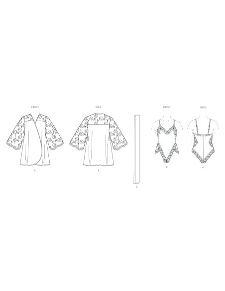 Patron Vogue 2077 U5 (44-52) - Robe avec ceinture et teddy pour femme