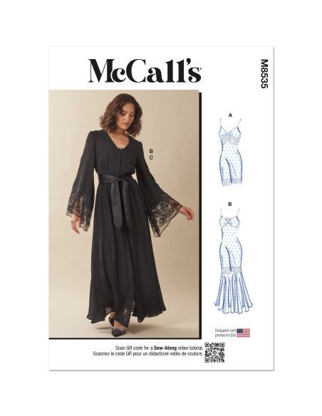 Patron McCall's 8535.BB - Chemise de nuit et robe pour femme