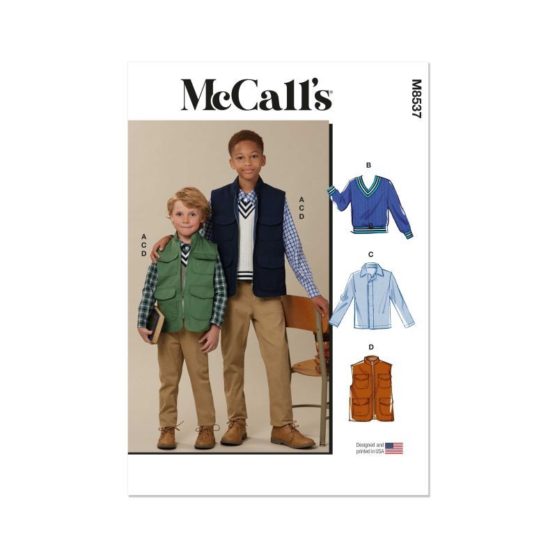 Patron McCall's 8537.K5 - Gilets, haut et chemise pour enfants et garçons