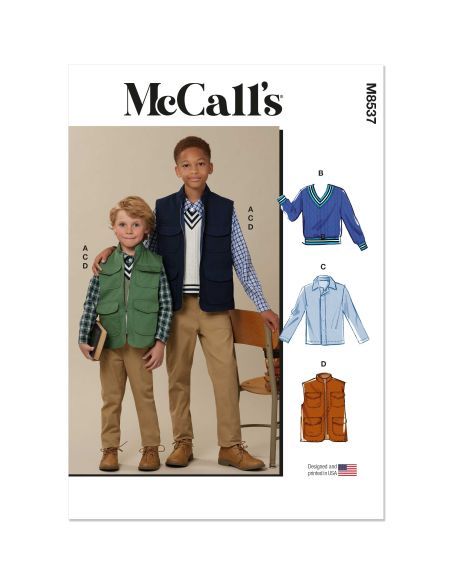 Patron McCall's 8537.K5 - Gilets, haut et chemise pour enfants et garçons