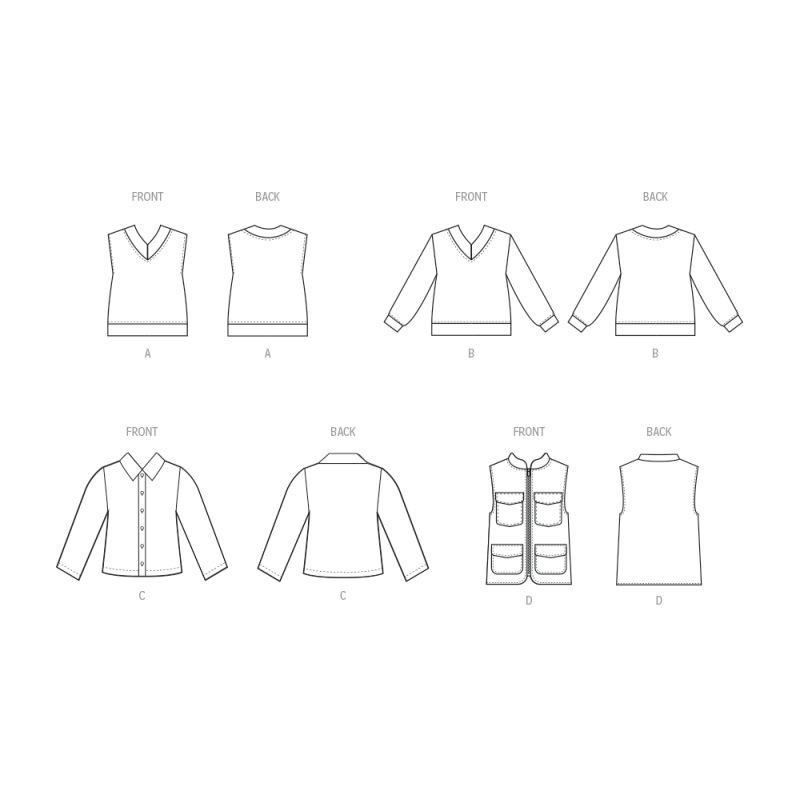 Patron McCall's 8537.K5 - Gilets, haut et chemise pour enfants et garçons