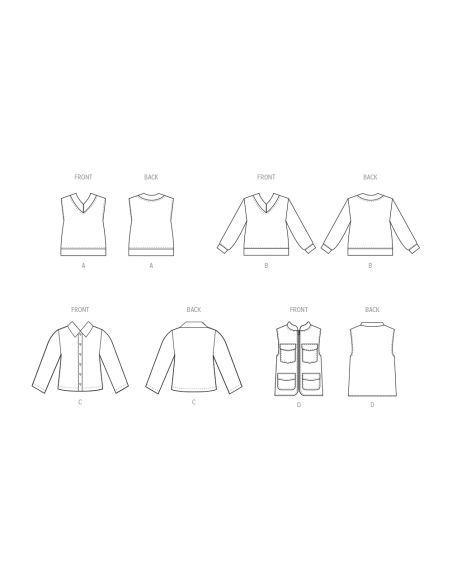 Patron McCall's 8537.K5 - Gilets, haut et chemise pour enfants et garçons