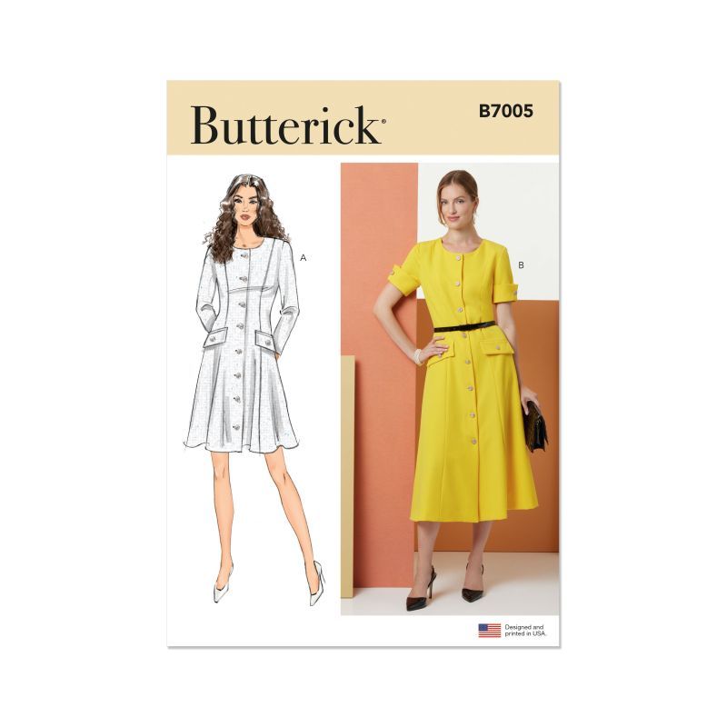 Patron Butterick 7005/E5 (42-50) - Robe ajustée et évasée