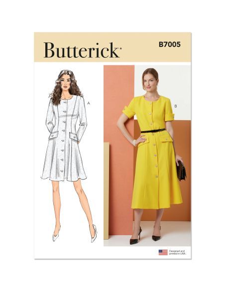 Patron Butterick 7005/E5 (42-50) - Robe ajustée et évasée
