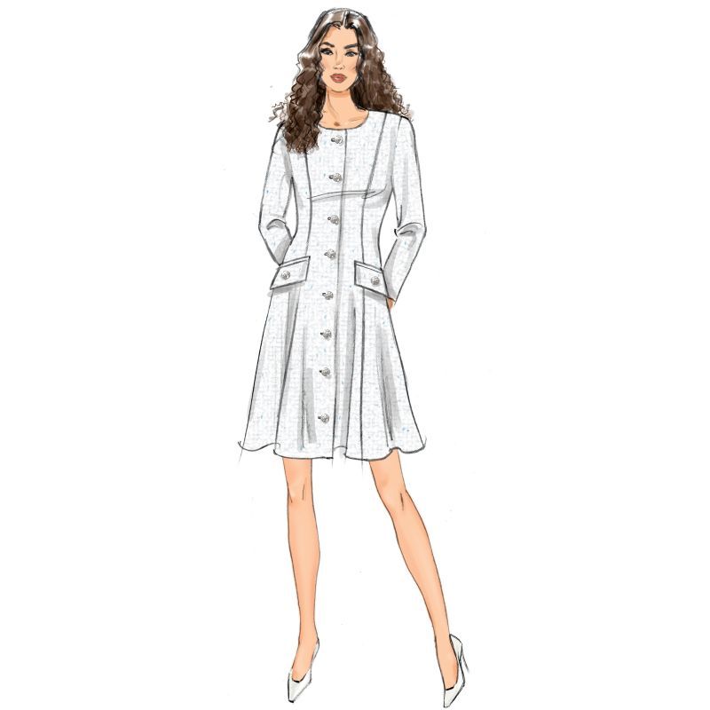 Patron Butterick 7005/E5 (42-50) - Robe ajustée et évasée