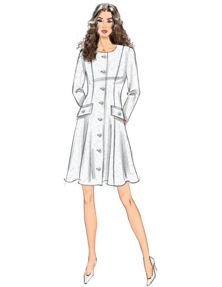 Patron Butterick 7005/E5 (42-50) - Robe ajustée et évasée