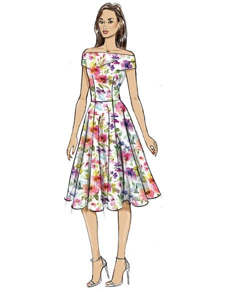 Patron Butterick 7006/Y5 (46-54) - Robe élégante avec manches dénudées